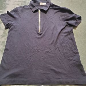 Tory Burch navy blue zip polo shirt sz small